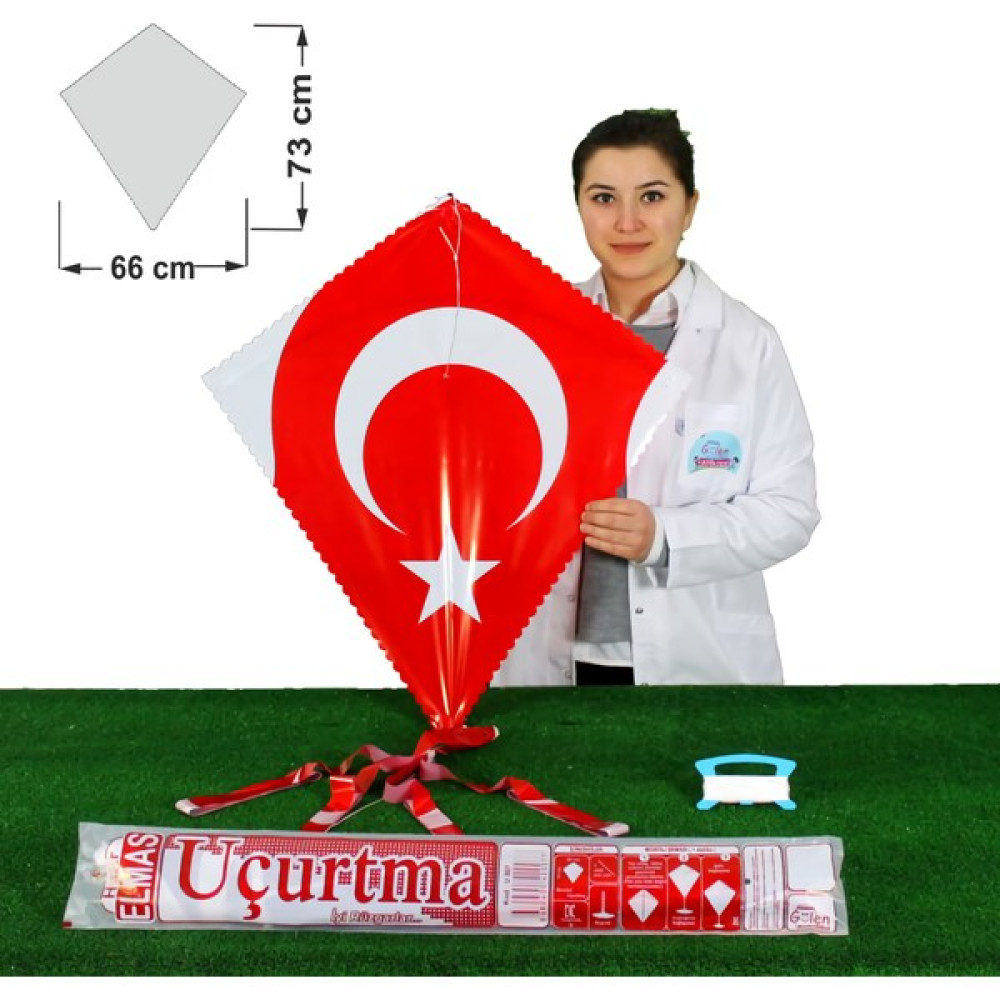 Gülen Uçurtma Naylon / Elmas Bayraklı Uçurtma (Orta Boy) - Kırmızı - Beyaz Açık Hava, Deniz ve Spor Oyuncakları Fiyatı