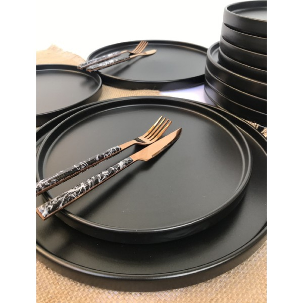 Gulhanile Stackable Mat Siyah 12 Parça 6 Kişilik Kahvaltı Takımı Kahvaltı Takımı Fiyatı
