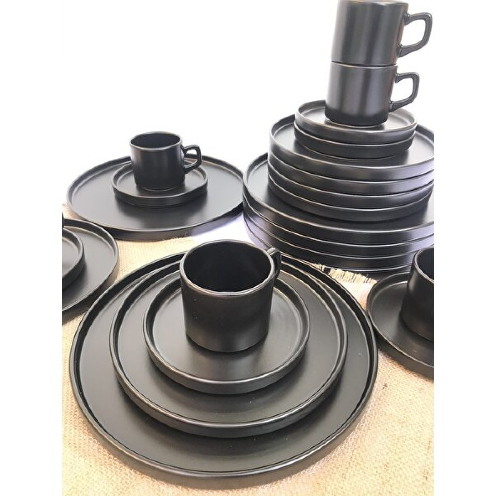 Gulhanile Stackable Mat Siyah 24 Parça 6 Kişilik Servis Kahvaltı Takımı Kahvaltı Takımı Fiyatı