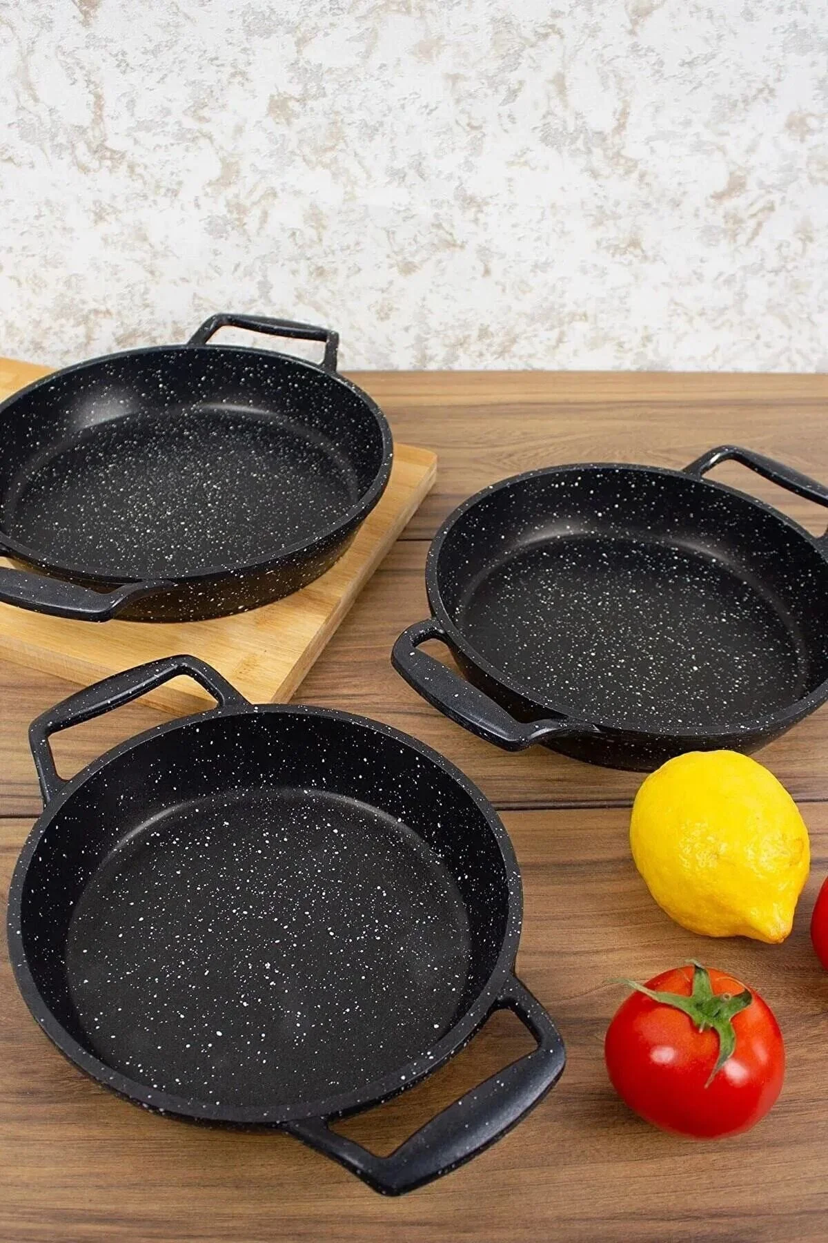 gülis 3lü Lüx Granit Döküm Sahan Seti Paslanmaz Çelik Sahan Tava Seti(22-20-18CM)" Mutfak Gereçleri Fiyatı