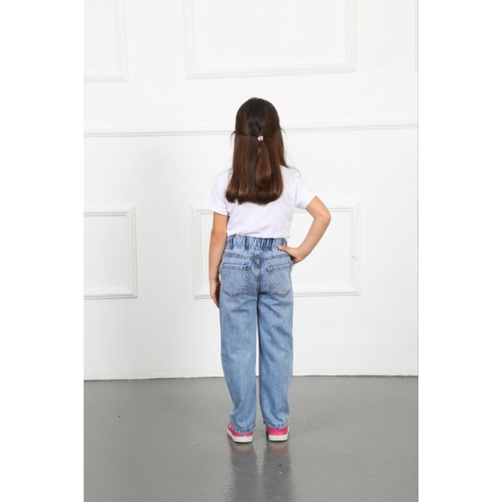 Gullis Jeans Bol Paça Beli Lastikli Kot Pantolon Bayan Jeans / Kot Pantolon Fiyatı