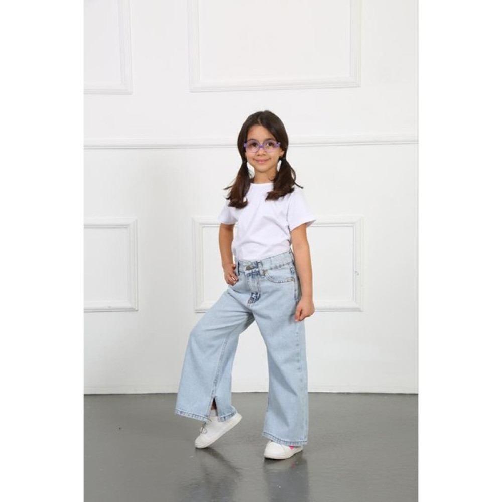Gullis Jeans Kız Çocuk Mavi Bol Paça Denim Pantolon Kız Çocuk Pantolon Fiyatı
