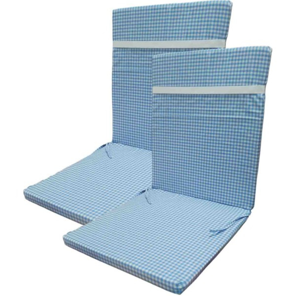 Güllüce Home 2'li*pötikare*sünger Dolgulu*fermuarlı*arkalıklı*sandalye Minderi - 40 x 90 cm - Açık Mavi Salon & Oturma Odası Tekstili Fiyatı