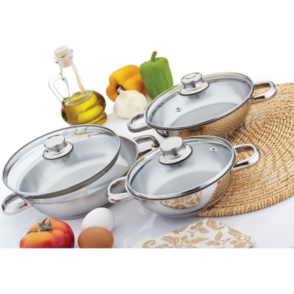 Gülsan Omlet Set 6 Parça Çelik Cam Kapaklı 16 x 18 x 20 cm. Tencereler Fiyatı