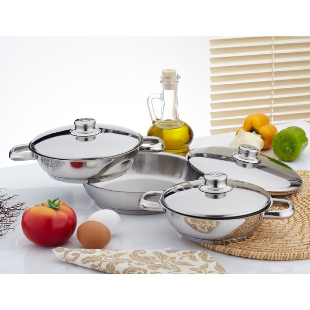 Gülsan Omlet Set Çelik 6 Parça Çelik Kapaklı 3 Boy Basık Çelik Tencere Tencereler Fiyatı