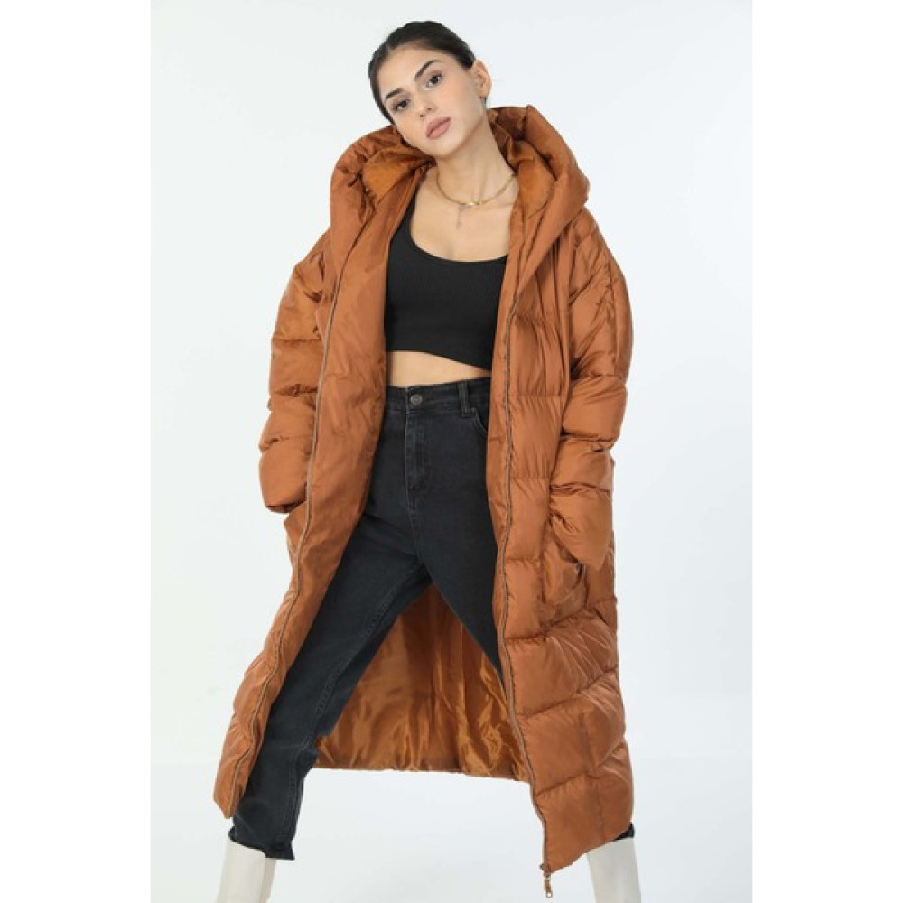Gülseli Kadın Oversize Uzun Şişme Mont Bayan Mont Fiyatı