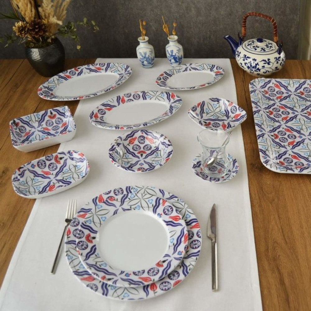 Gültaş Melamin 6 Kişilik 32 Parça Melamin Kahvaltı Takımı - Osmanlı Yemek Takımı Fiyatı
