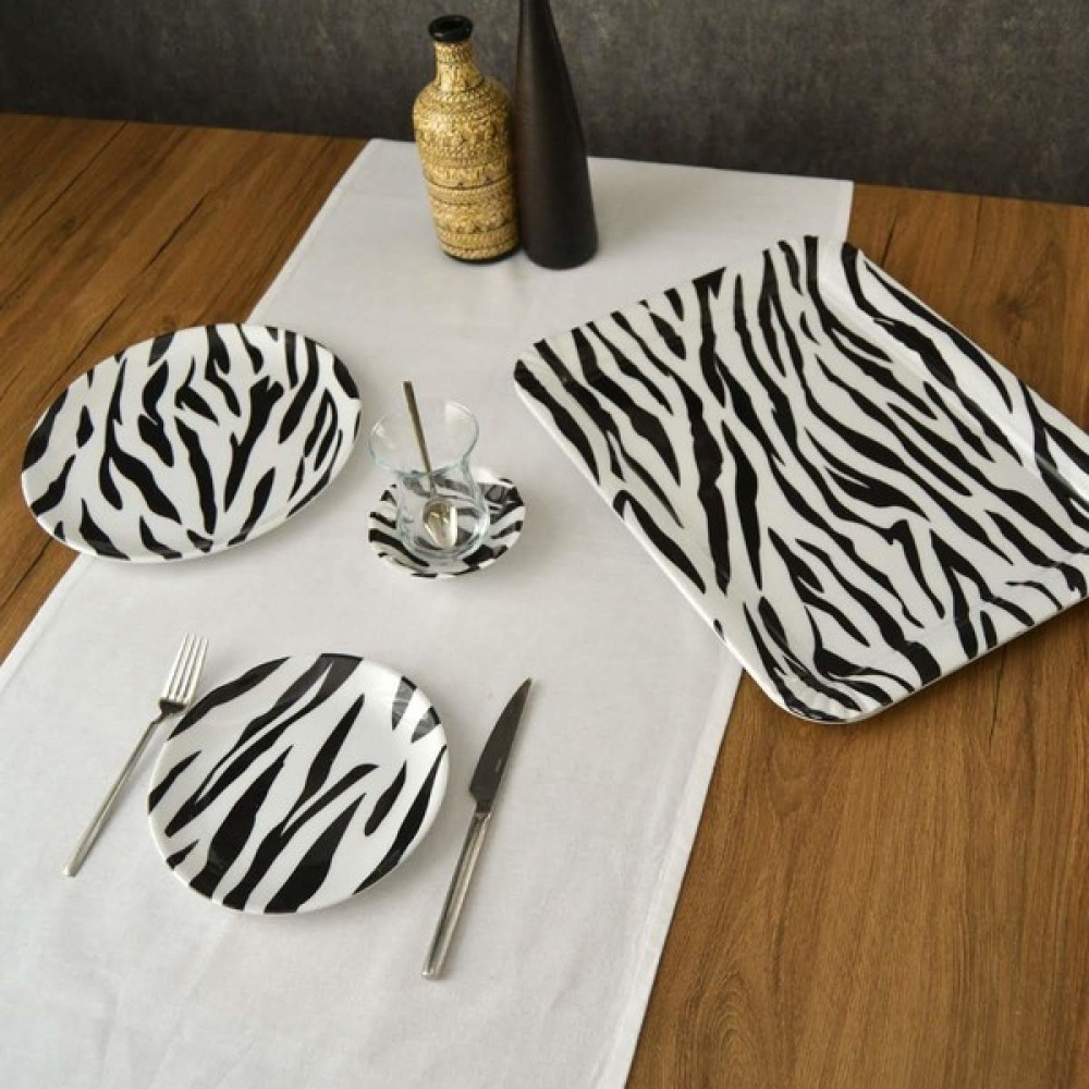 Gültaş Melamin 8 Kişilik 18 Parça Melamin Çay Pasta Takımı - Siyah Zebra Yemek Takımı Fiyatı