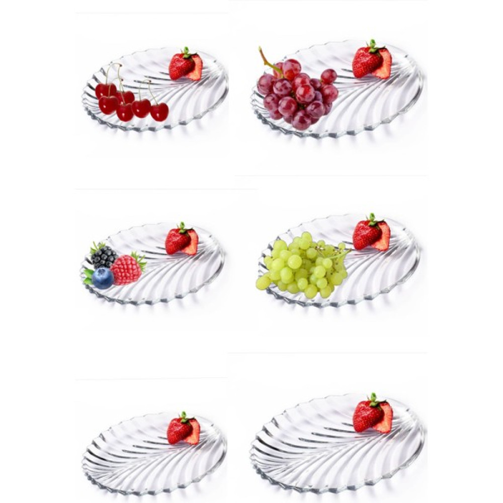 Gülümseten Store 6 Lı Cam Pasta Kek Servis Tabağı Balık Sırtı Tabak Mutfak Gereçleri Fiyatı