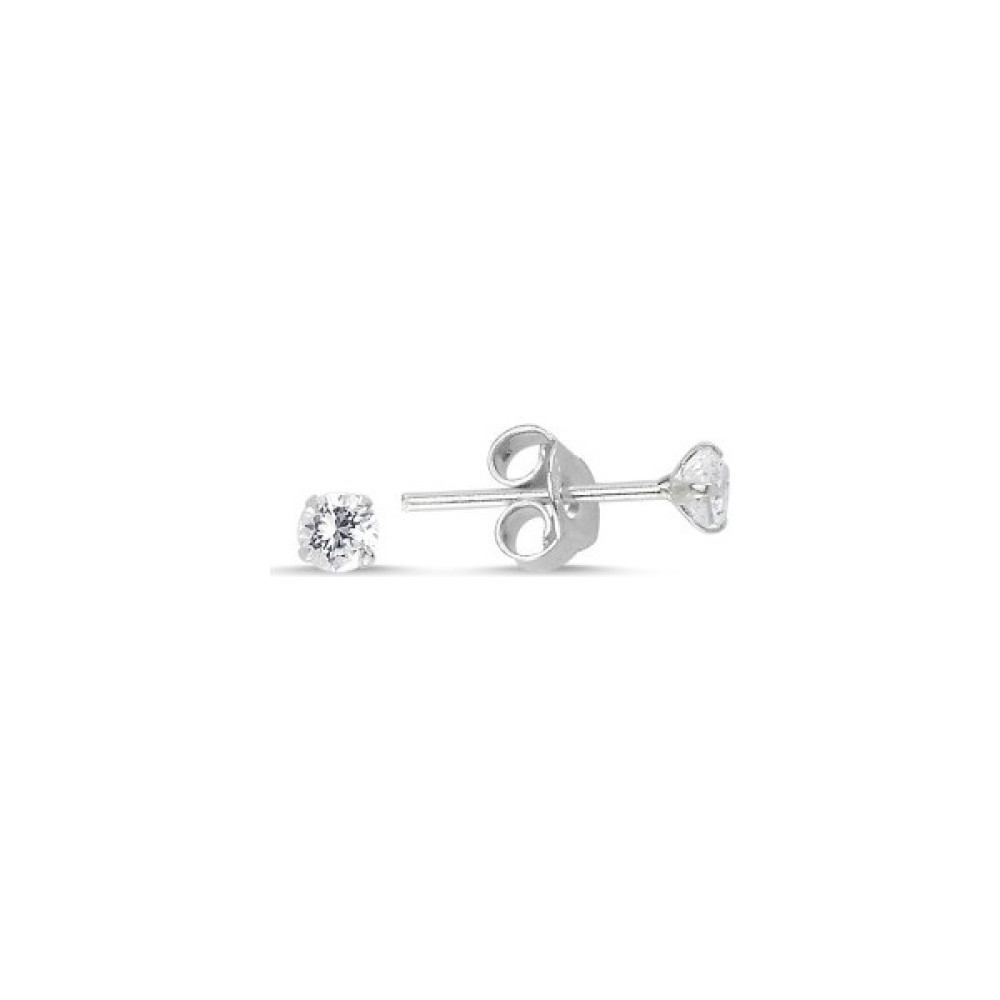 Gülüş Gümüş Yuvarlak Zirkon 3mm Tektaş Küpe Beyaz Taşlı Gümüş Küpe Fiyatı
