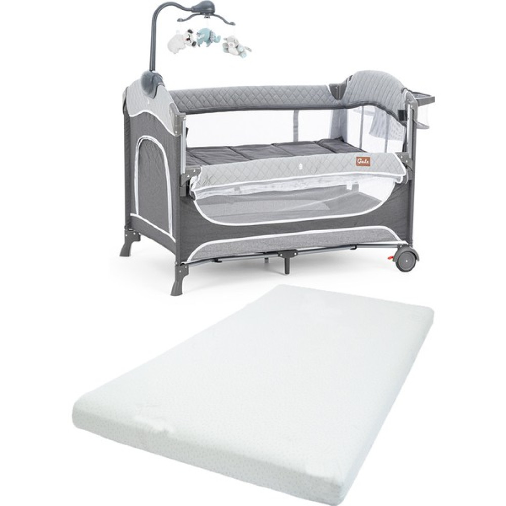 Gulz Atlas Plus Anne Yanı Sallanır Cibinlikli Dönenceli Oyun Parkı  70X110 cm + Visco Yatak - Dark Grey Park Yatak / Oyun Parkı Fiyatı