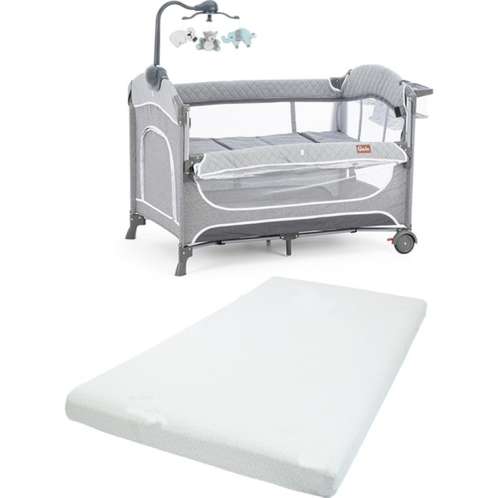 Gulz Atlas Plus Anne Yanı Sallanır Cibinlikli Dönenceli Oyun Parkı  70X110 cm + Visco Yatak - Light Grey Park Yatak / Oyun Parkı Fiyatı