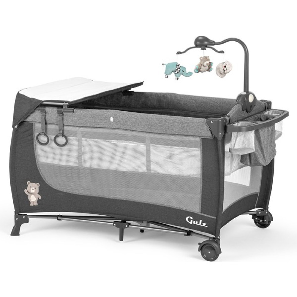 Gulz Elite Dönenceli Sallanır Oyun Parkı Bebek Beşik 70x120 Cm - Koyu Gri Park Yatak / Oyun Parkı Fiyatı