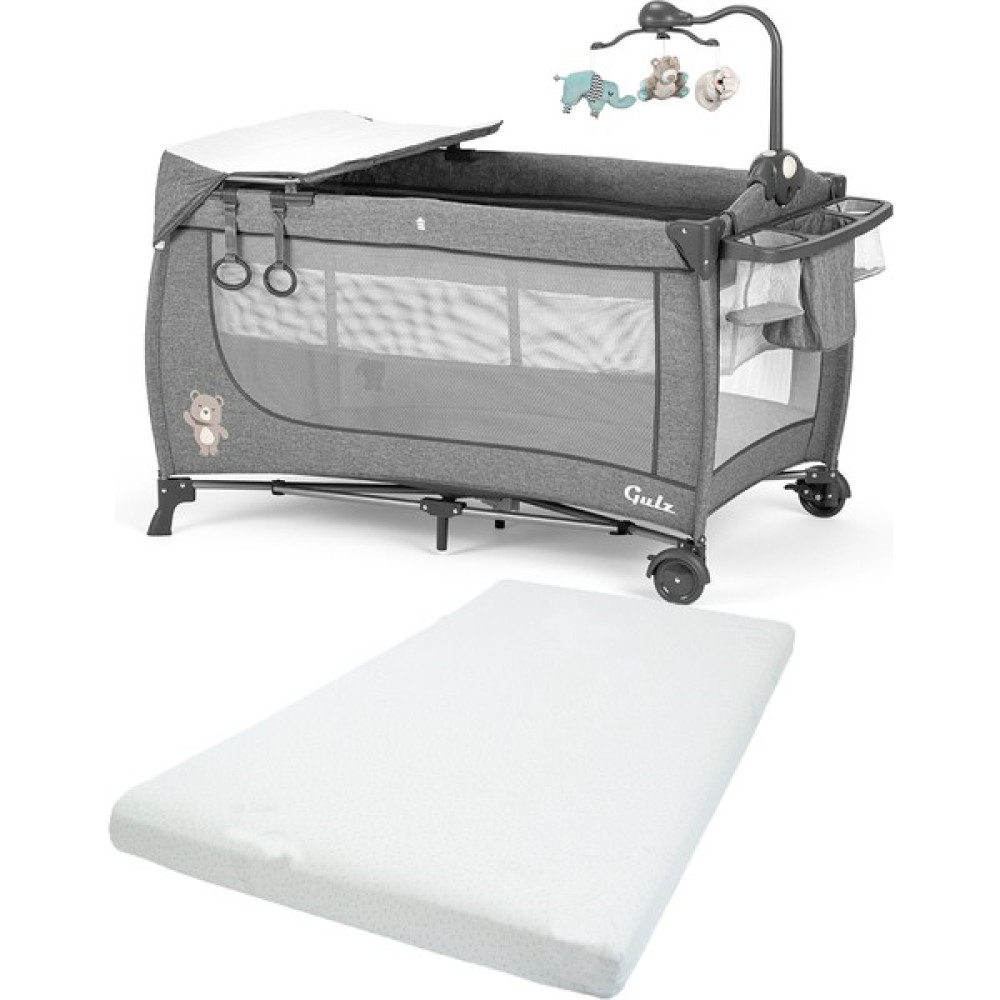 Gulz Elite Dönenceli Sallanır Oyun Parkı Bebek Beşik 70x120 Cm + Visco Yatak - Gri Park Yatak / Oyun Parkı Fiyatı