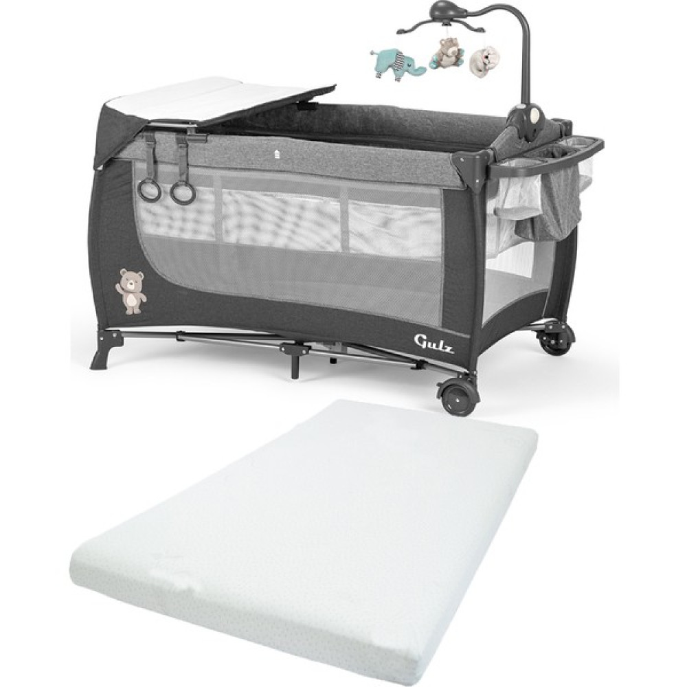Gulz Elite Dönenceli Sallanır Oyun Parkı Bebek Beşik 70x120 Cm + Visco Yatak - Koyu Gri Park Yatak / Oyun Parkı Fiyatı