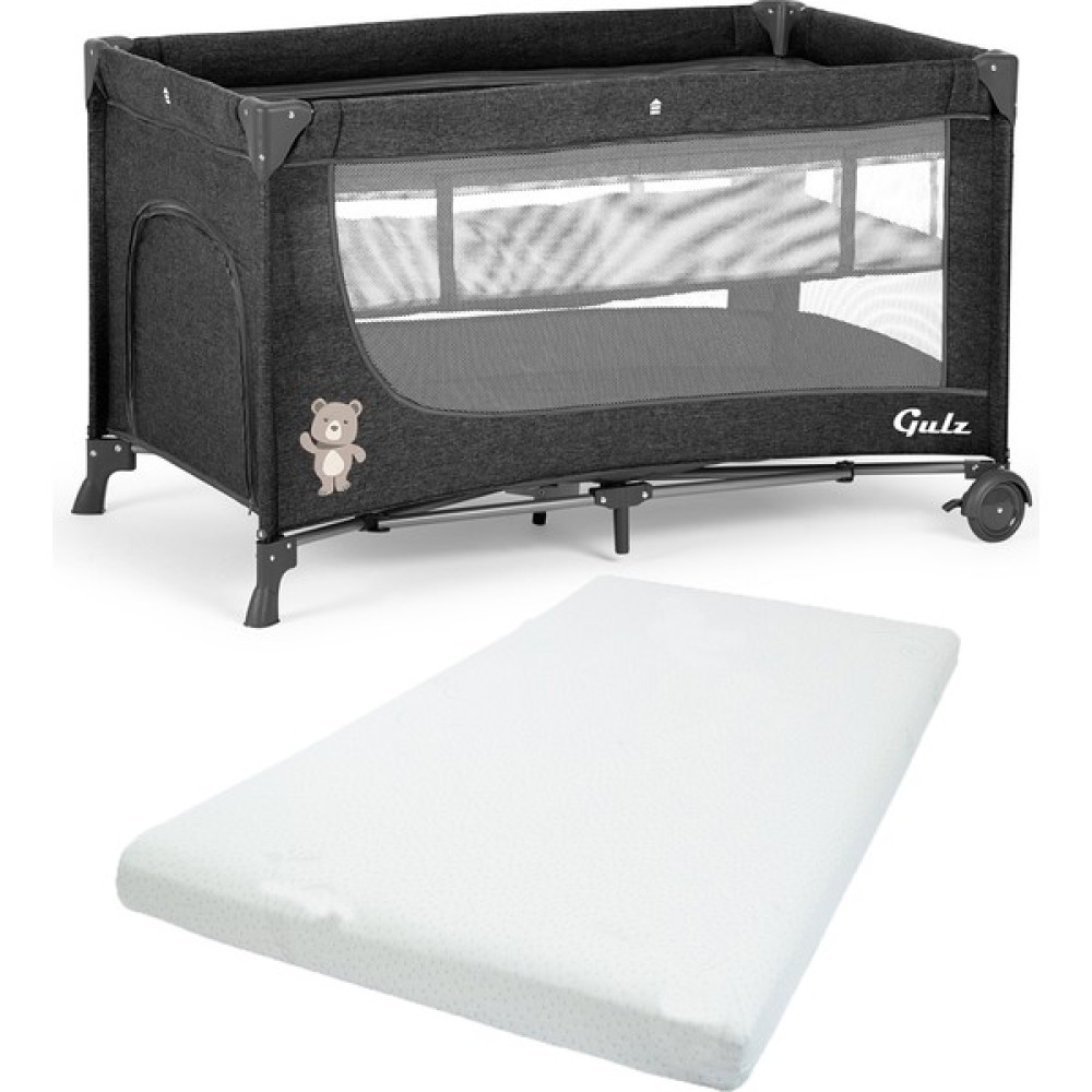 Gulz Lindo Oyun Parkı Bebek Beşik 70 x 120 cm + Pamuk Yatak - Dark Gray Park Yatak / Oyun Parkı Fiyatı