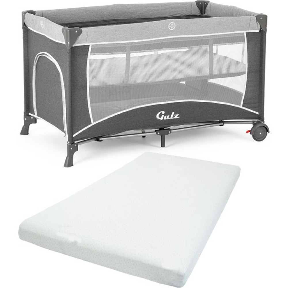 Gulz Raftel Oyun Parkı Bebek Beşik 70X120 cm + Visco Yatak - Koyu Gri Park Yatak / Oyun Parkı Fiyatı