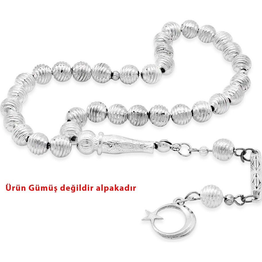 Gümüş Hediye Al Helezon Tasarım Kalem Işçilikli Ayyıldız Püsküllü Küre Kesim Gümüş Renk Alpaka Tesbih Kalem & Yazı Gereçleri Fiyatı