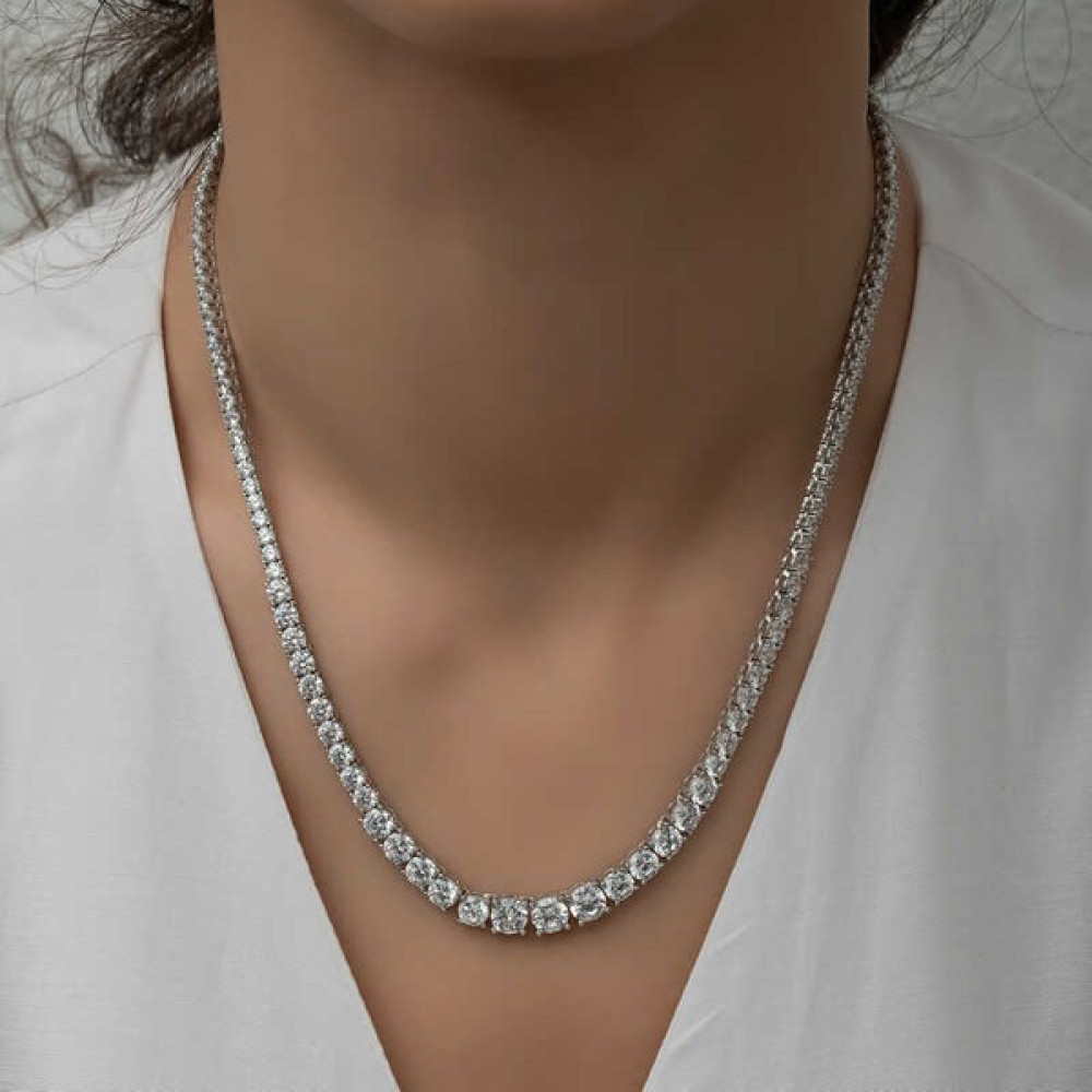 Gümüş Süzme Beyaz Taşlı Su Yolu Kadın Kolye - Sarı - Beyaz - Rose - 1 Gümüş Kolye Fiyatı