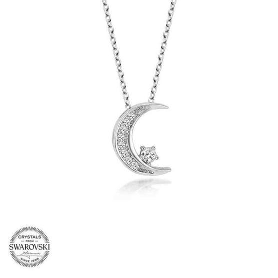 Gumush Swarovski Taşlı Gümüş Ayyıldız Kadın Kolye