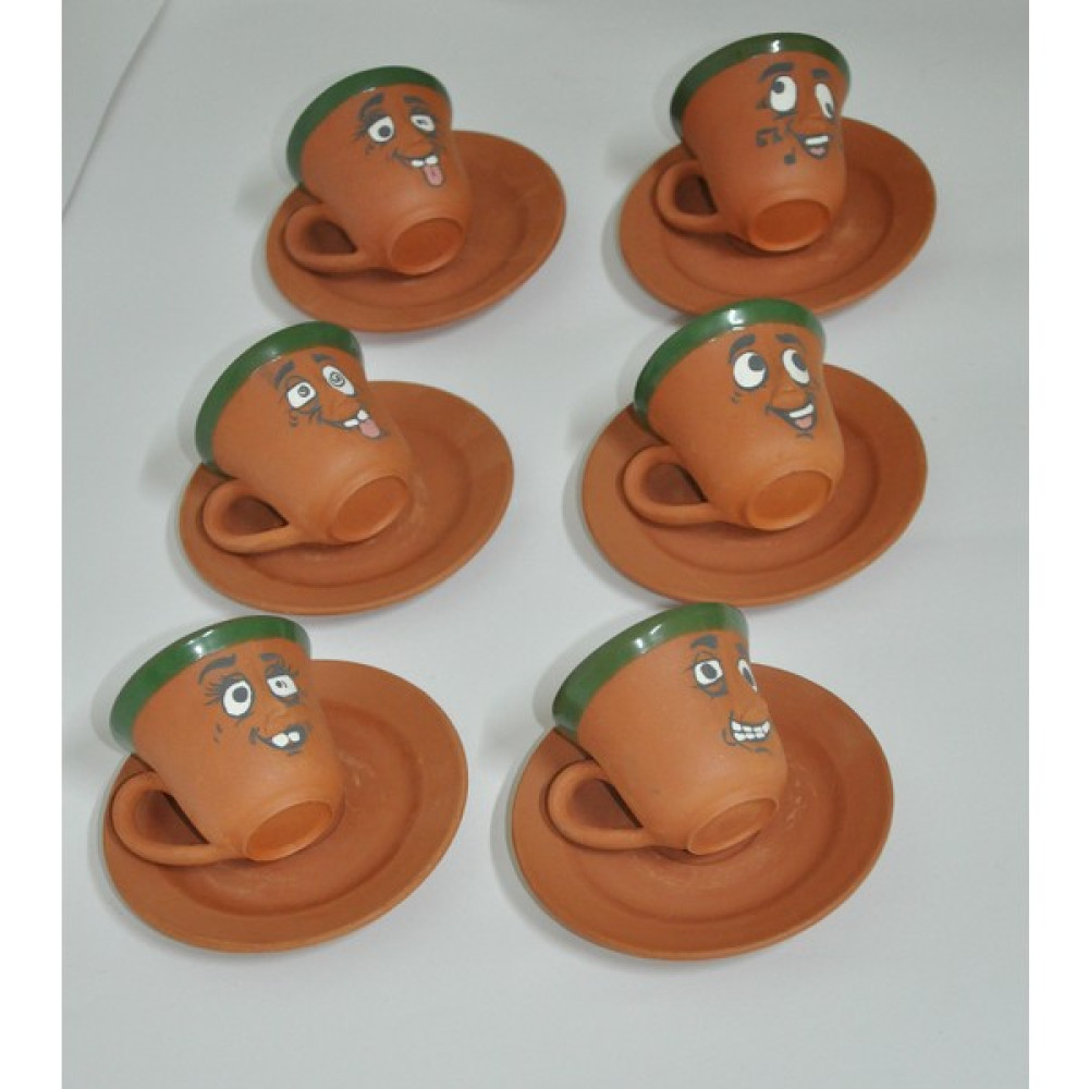 Gün Hediyelik Yöresel Emojili Toprak Fincan Takımı 6'lı Yeşil Takım Fincan / Bardak / Kahve Takımı Fiyatı