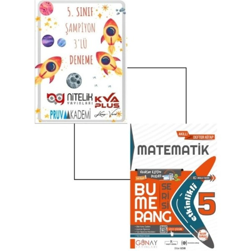 Günay Yayınları 5. Sınıf Şampiyon 3'lü Deneme Sınavı Seti-Bumerang 5. Sınıf Matematik Soru Bankası Kaynak Kitapları Fiyatı
