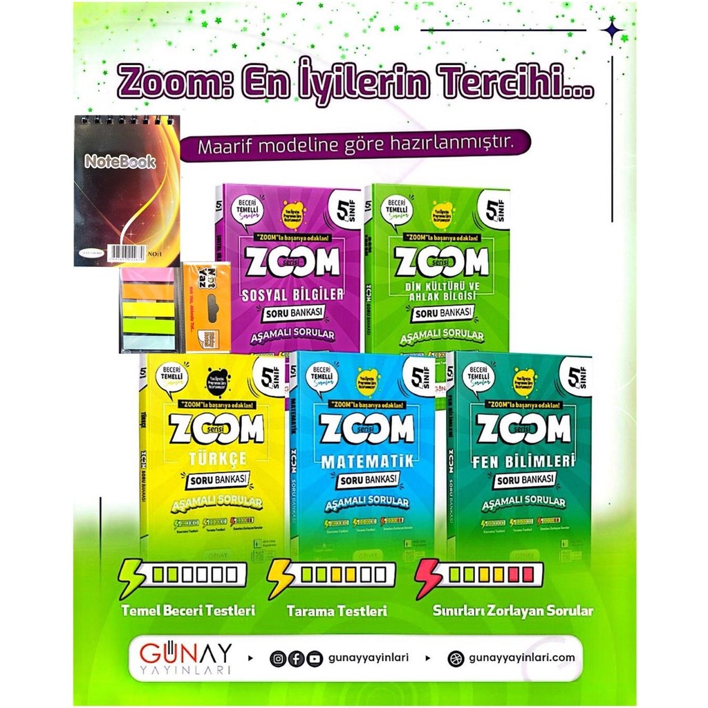 Günay Yayınları 5.sınıf Zoom Serisi 5'li Soru Bankası Set-Yeni Müfredat Yeni Baskı- Diğer Fiyatı