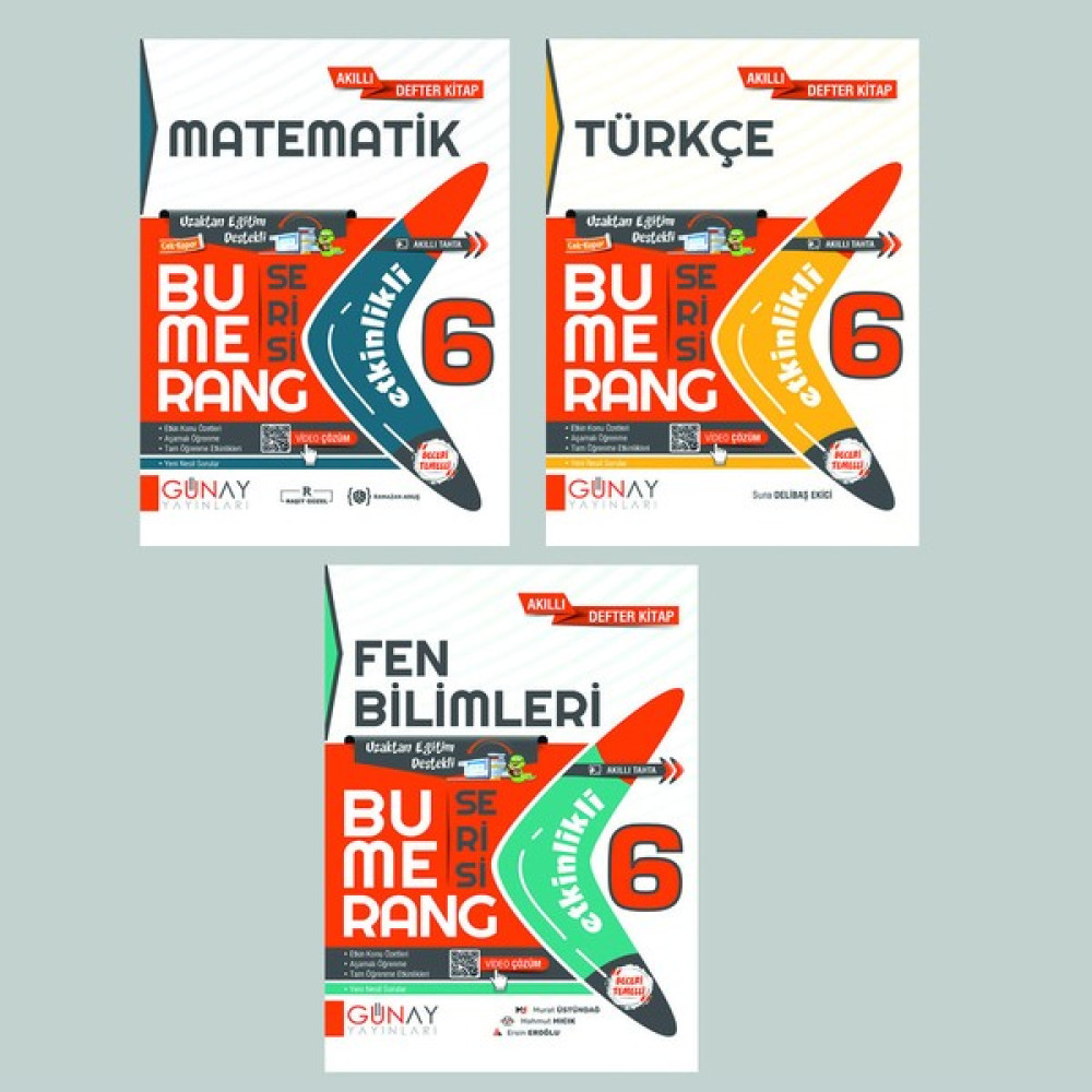Gün&Ay Yayınları 6. Sınıf Bumerang Etkinlikli Türkçe Matematik Fen Bilimleri Soru Bankası Seti Gün&ay Yayınları Tüm Dersler Fiyatı