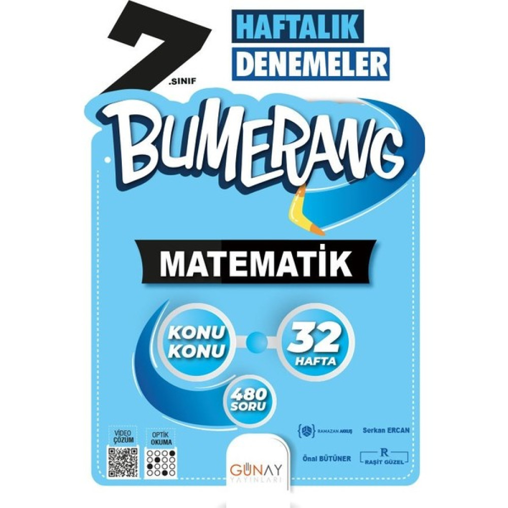 Günay Yayınları 7. Sınıf Bumerang 32 Haftalık Matematik Denemesi Kaynak Kitapları Fiyatı