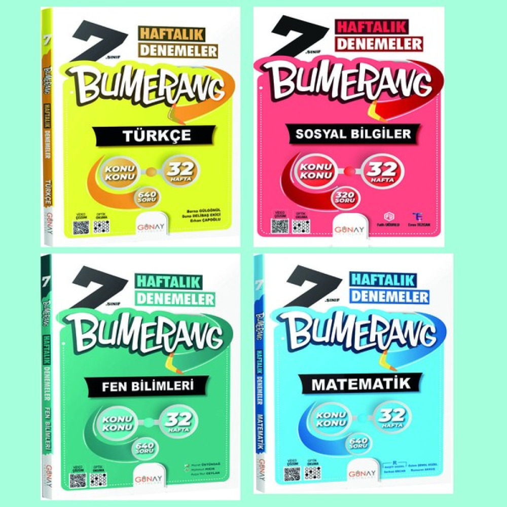 Gün&Ay Yayınları 7. Sınıf Bumerang Türkçe Matematik Fen Bilimleri Sosyal Bilgiler Deneme Seti Gün&ay Yayınları Tüm Dersler Fiyatı