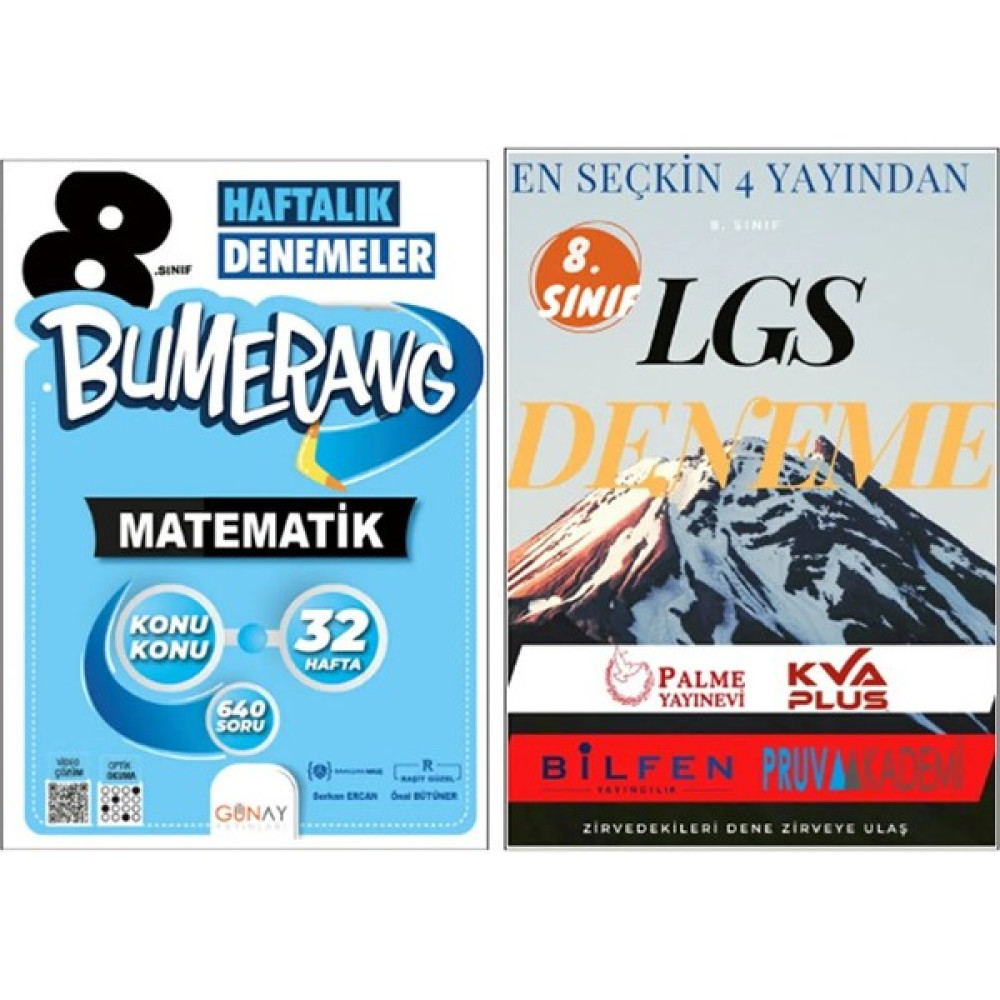 Günay Yayınları 8. Sınıf 32 Haftalık Bumerang Matematik Dnm - LGS 4'lü Deneme Seti Palme - Kva - Bilfen - Pruva Matematik Fiyatı