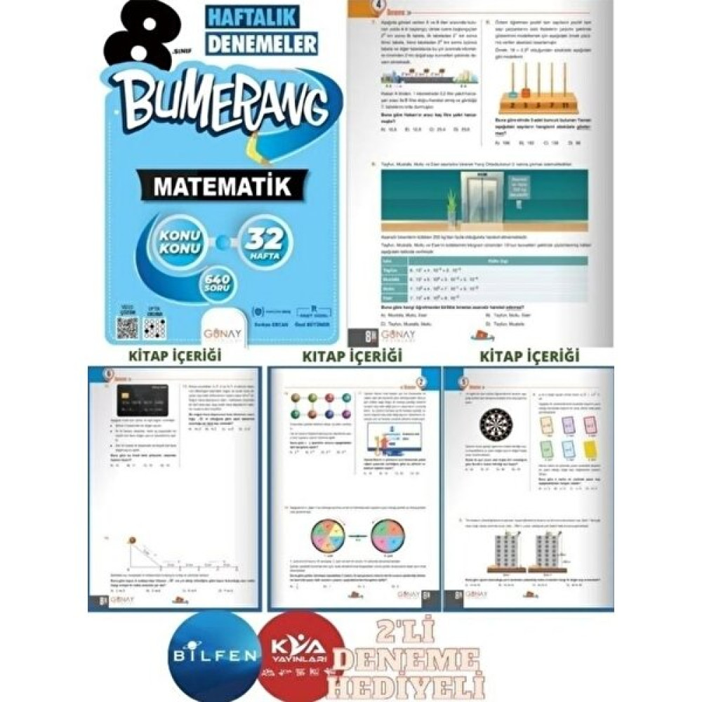 Günay Yayınları 8.sınıf Lgs Bumerang Haftalık Denemeler Matematik+Bilfen-Kva 2li Deneme Hediyeli Matematik Fiyatı