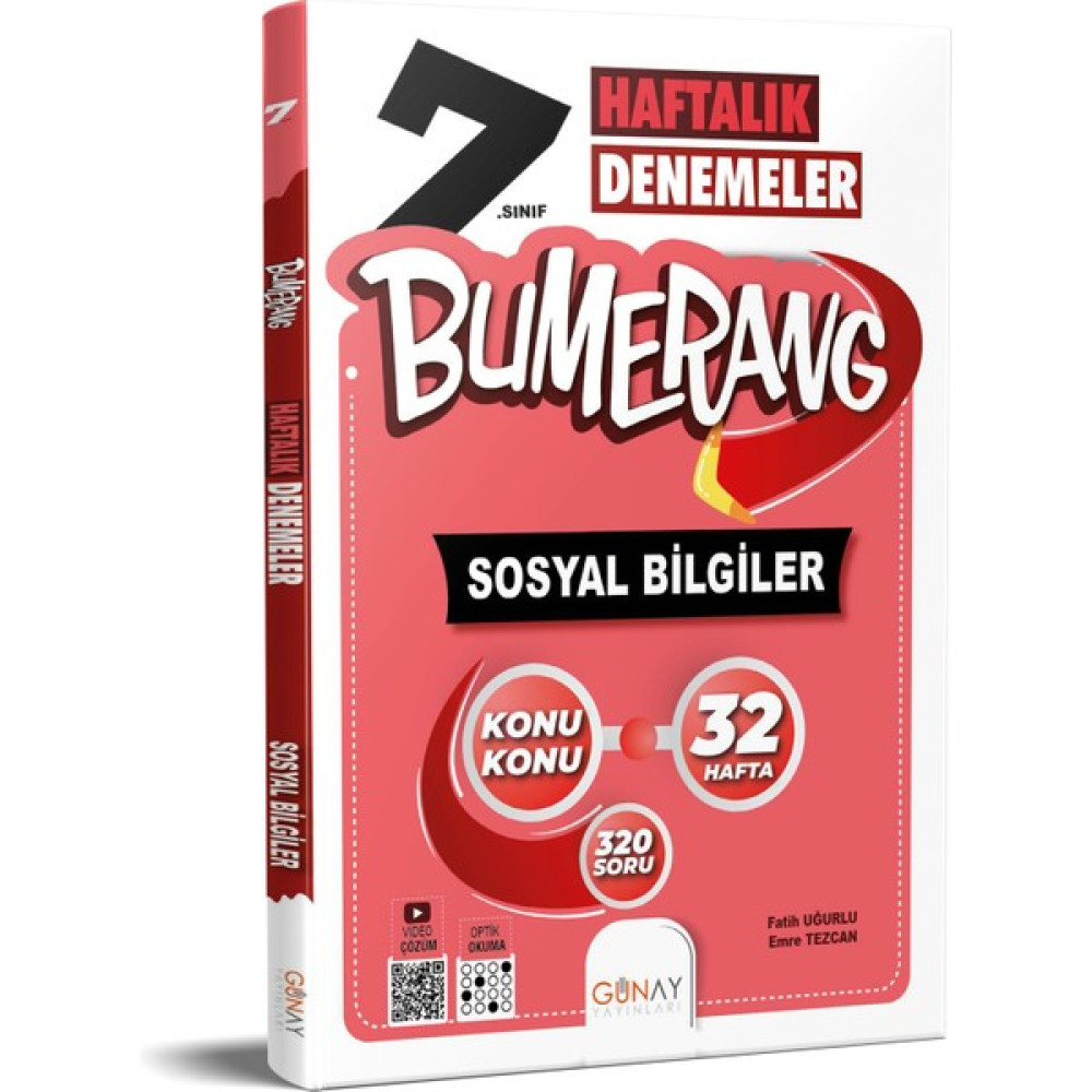 Günay Yayınları Bumerang Haftalık Denemeler 7. Sınıf Sosyal Bilgiler (2022-2023) Sosyal Bilgiler Fiyatı