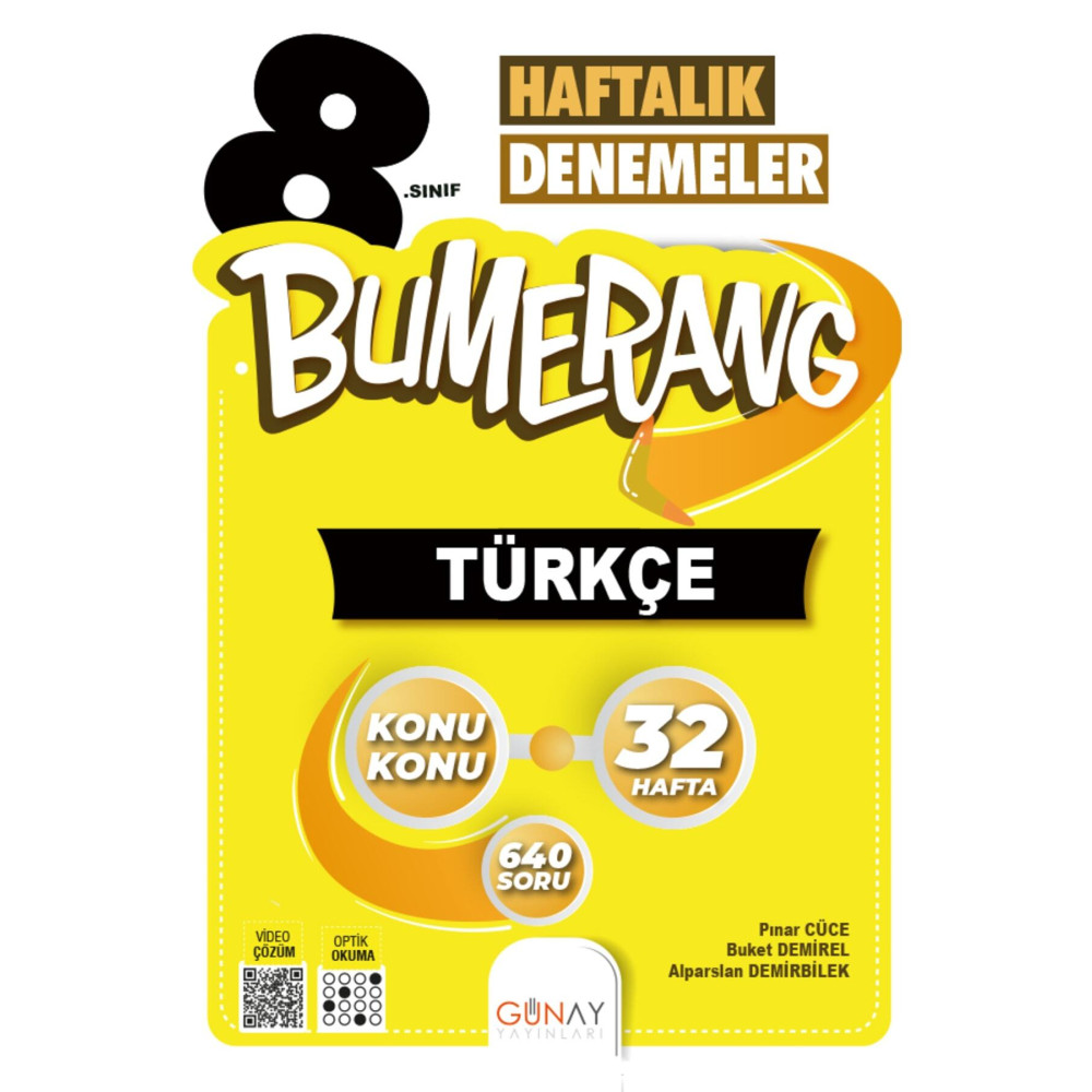 Gün&Ay Yayınları Günay Yayınları 8. Sınıf 32 Haftalık Bumerang Türkçe Deneme 2022-2023 Yardımcı Kitaplar Fiyatı