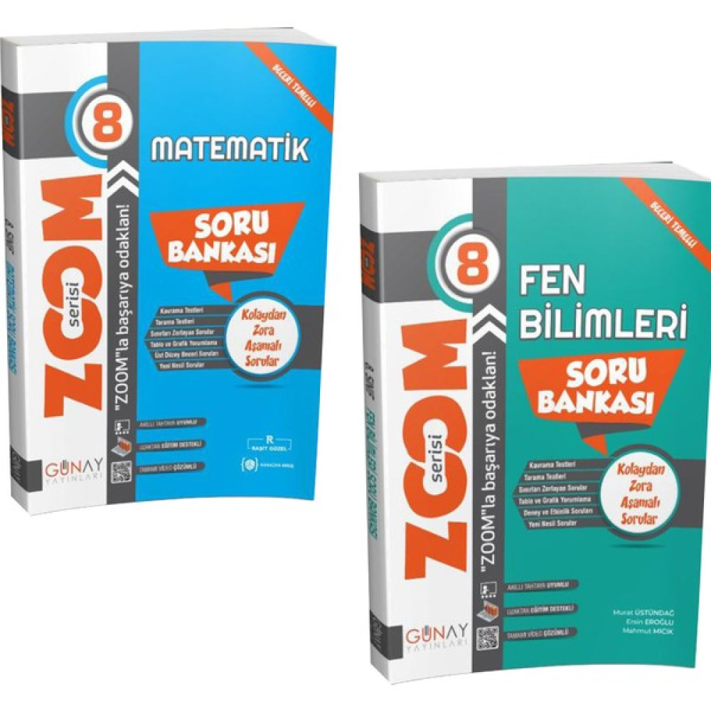 Günay Yayınları LGS 8. Sınıf Zoom Matematik ve Fen Bilimleri Soru Bankası Tüm Dersler Fiyatı