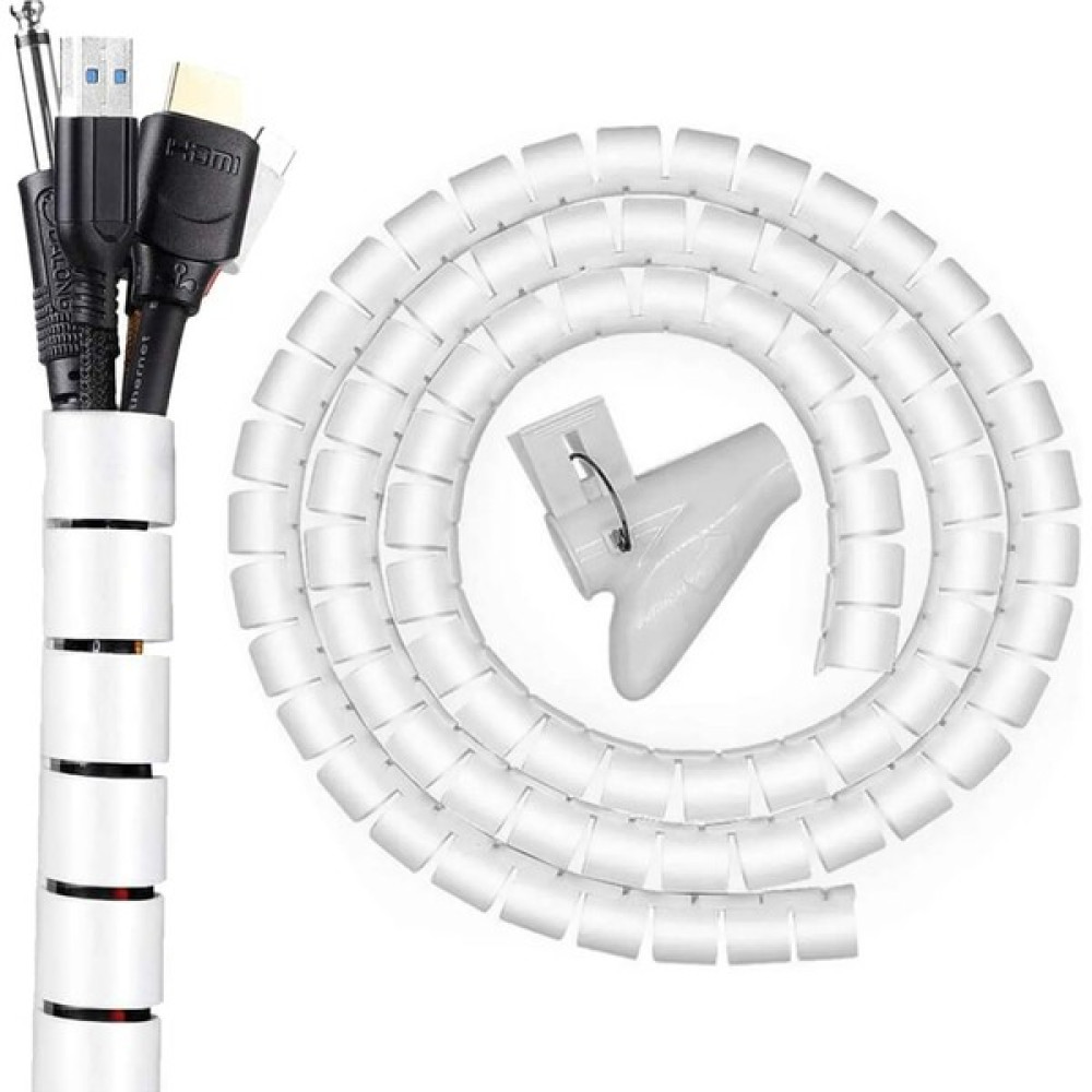 Güncel Çarşı 1 mt x 22 mm Spiral Boru Kablo Kanalı Kablo Fiş Düzenleyici Toplayıcı Kordon Kablo Tutucu Beyaz - 1 ADET Elektrik ve Aydınlatma Fiyatı