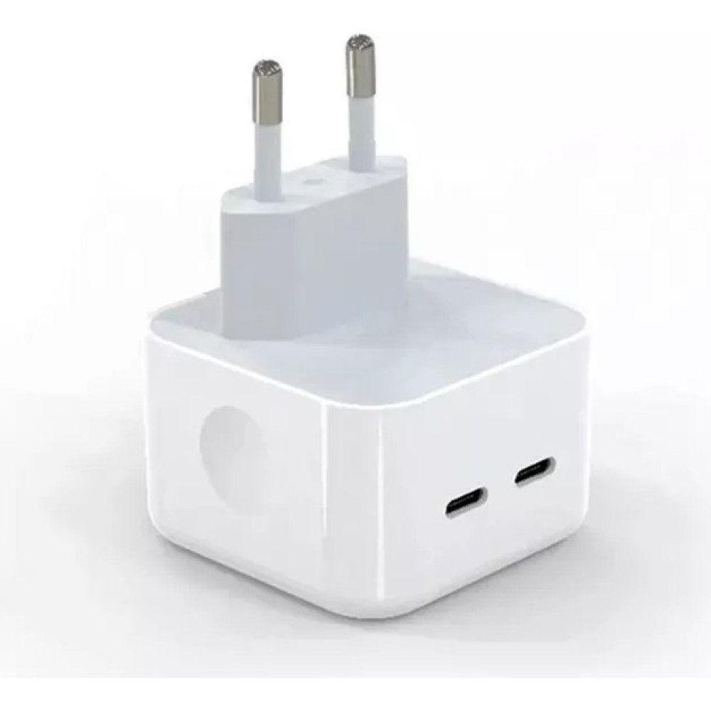 Güncel Dijital iPhone Apple iPad Apple Watch Apple Airpods Uyumlu 35W Çift Usb-C Bağlantı Şarj Aleti Adaptör - Beyaz Cep Telefonu Şarj Cihazı Fiyatı