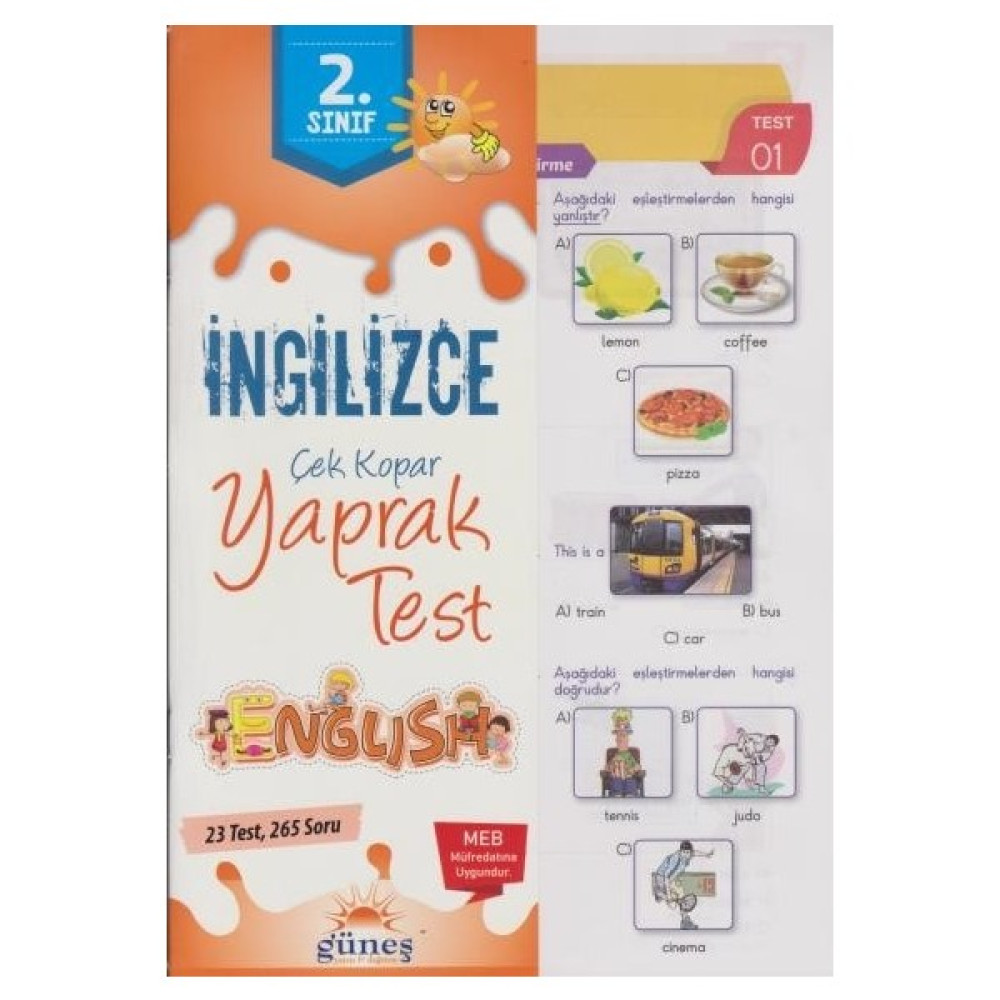 Güneş 2. Sınıf İngilizce Çek Kopar Yaprak Test-Yeni Yaprak Testler Fiyatı