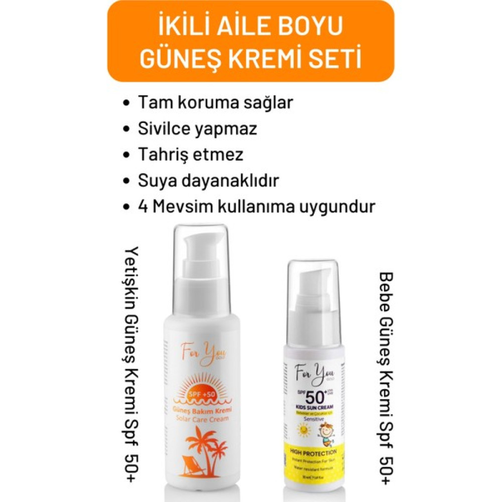 Güneş Aile Set |orijinal Boy Yetişkin ve Çocuk Güneş Kremi Koruyucu Bakım Seti +50 Spf (2ürün) Güneş Kremleri ve Losyonları Fiyatı