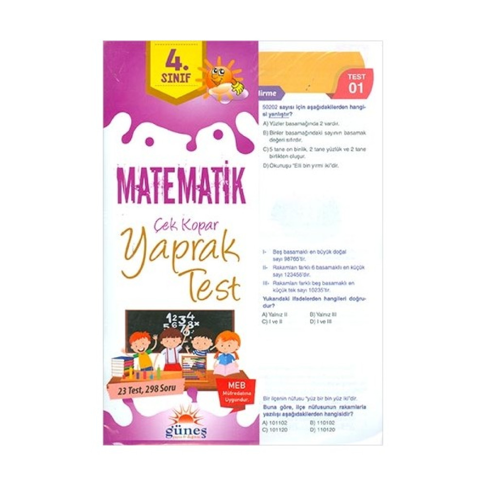 Güneş Yayın Dağıtım 4. Sınıf Matematik Çek Kopar Yaprak Test-Yeni Matematik Fiyatı