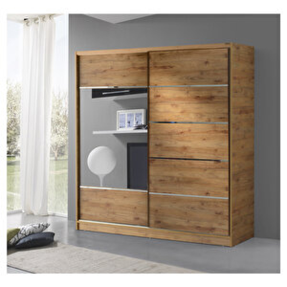 GuneyStore Guneystore 160 Cm Sürgülü Ceviz Komple Mdf Gardırop Gardrop & Dolap Fiyatı