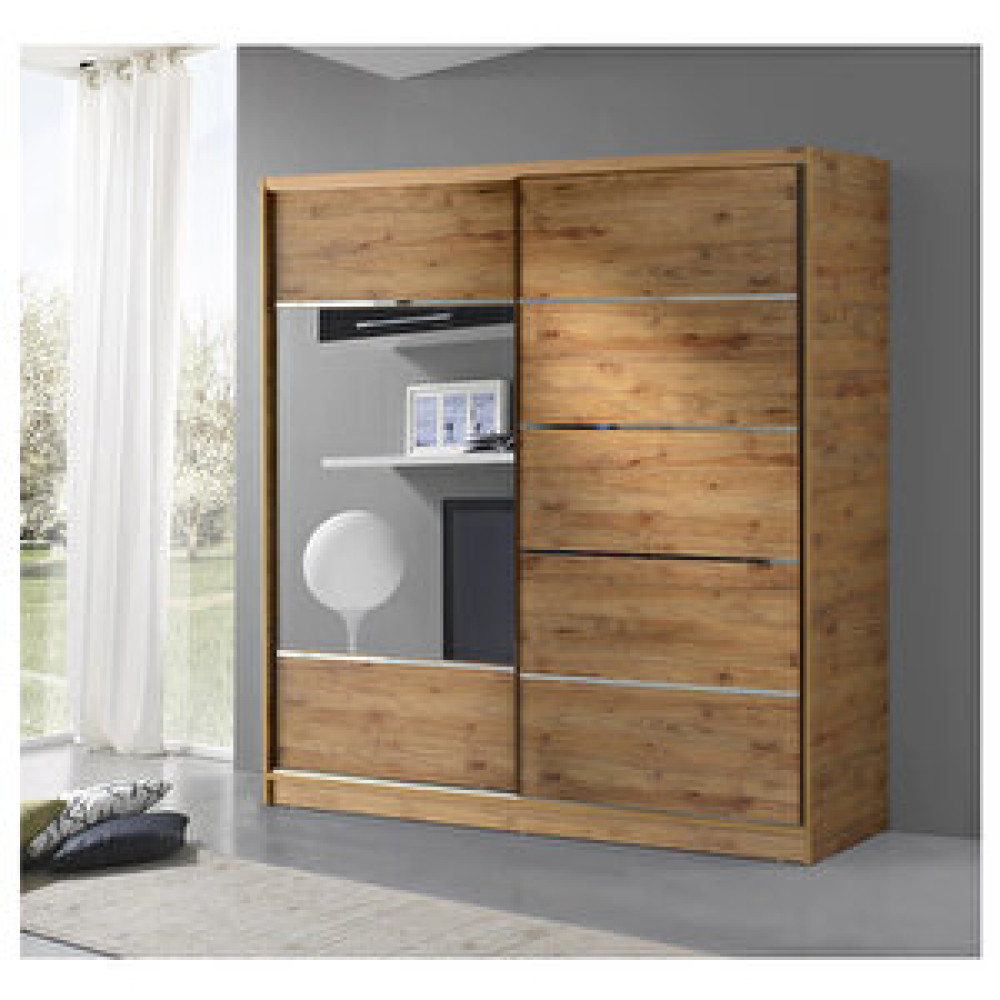 GuneyStore Guneystore 180 Cm Sürgülü Ceviz Komple Mdf Gardırop Gardrop & Dolap Fiyatı