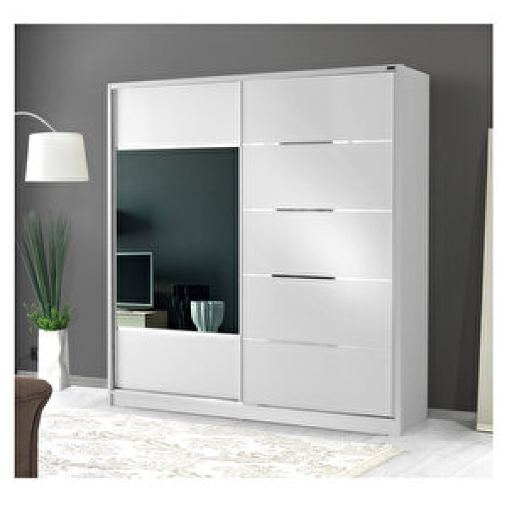 GuneyStore Guneystore 180 Cm Sürgülü Komple Mdf Beyaz Gardırop Gardrop & Dolap Fiyatı