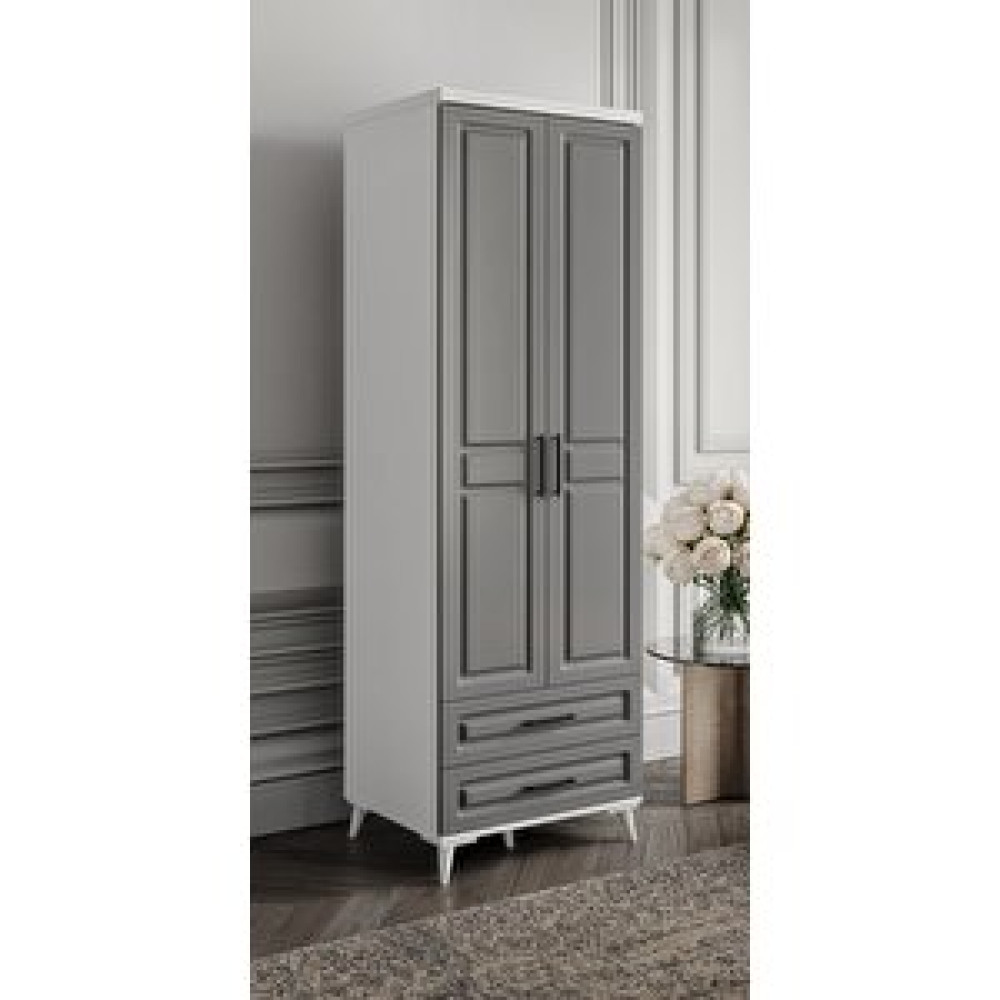 GuneyStore Guneystore Gözde 2 Kapaklı Komple Mdf Antrasit Beyaz Gardırop Gardrop & Dolap Fiyatı