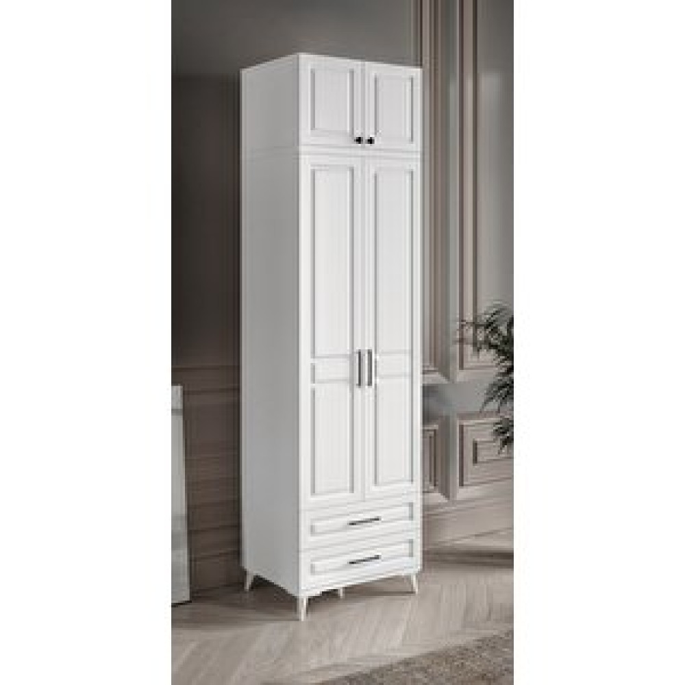 GuneyStore Guneystore Gözde 2 Kapaklı Yüklüklü Komple Mdf Beyaz Gardırop Gardrop & Dolap Fiyatı