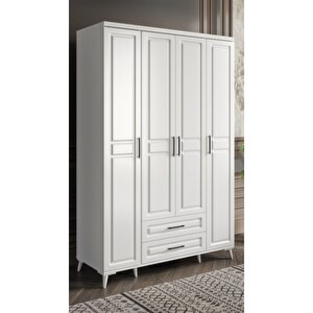 GuneyStore Guneystore Gözde 4 Kapaklı Komple Mdf Beyaz Gardırop Gardrop & Dolap Fiyatı