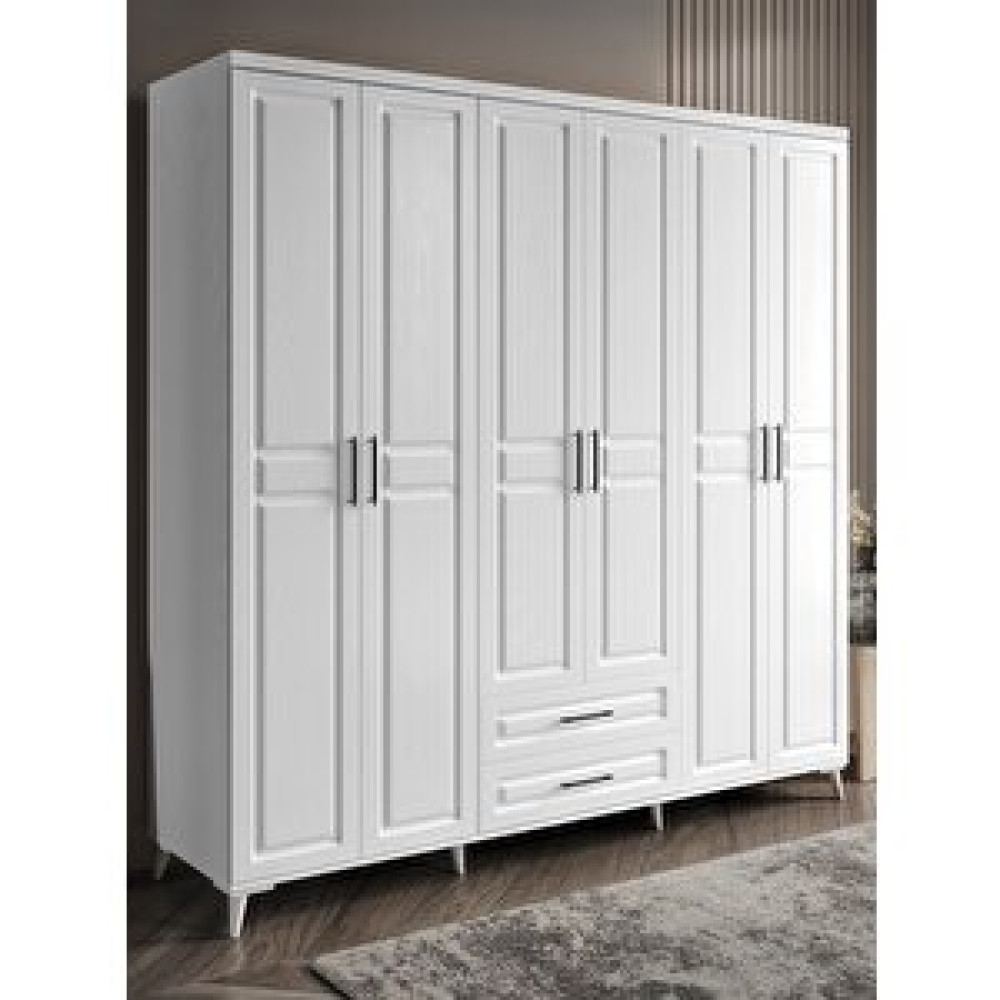GuneyStore Guneystore Gözde 6 Kapaklı Komple Mdf Beyaz Garıdrop Gardrop & Dolap Fiyatı