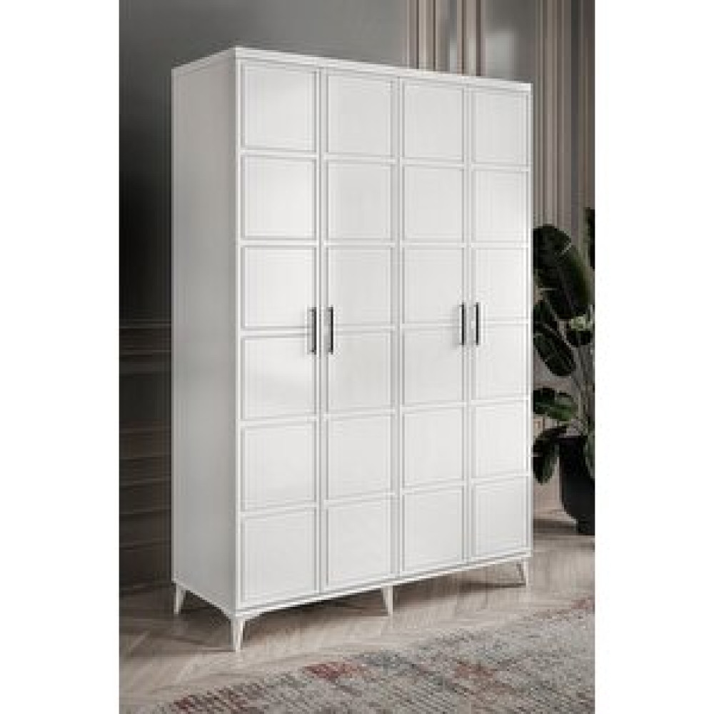 GuneyStore Guneystore Milano 4 Kapaklı Komple Mdf Beyaz Gardırop Gardrop & Dolap Fiyatı