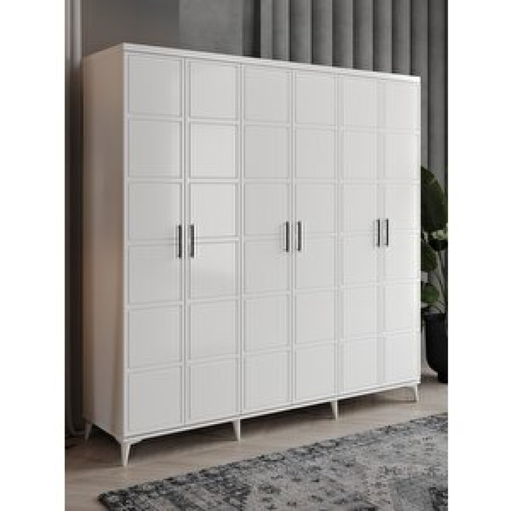 GuneyStore Guneystore Milano 6 Kapaklı Komple Mdf Beyaz Gardırp Gardrop & Dolap Fiyatı