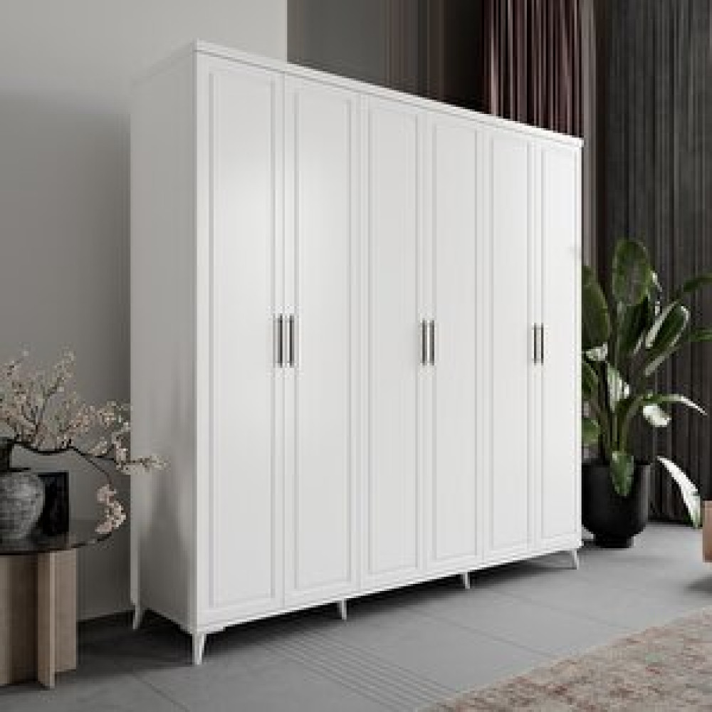 GuneyStore Guneystore Milas 6 Kapaklı Komple Mdf Beyaz Gardırop Gardrop & Dolap Fiyatı